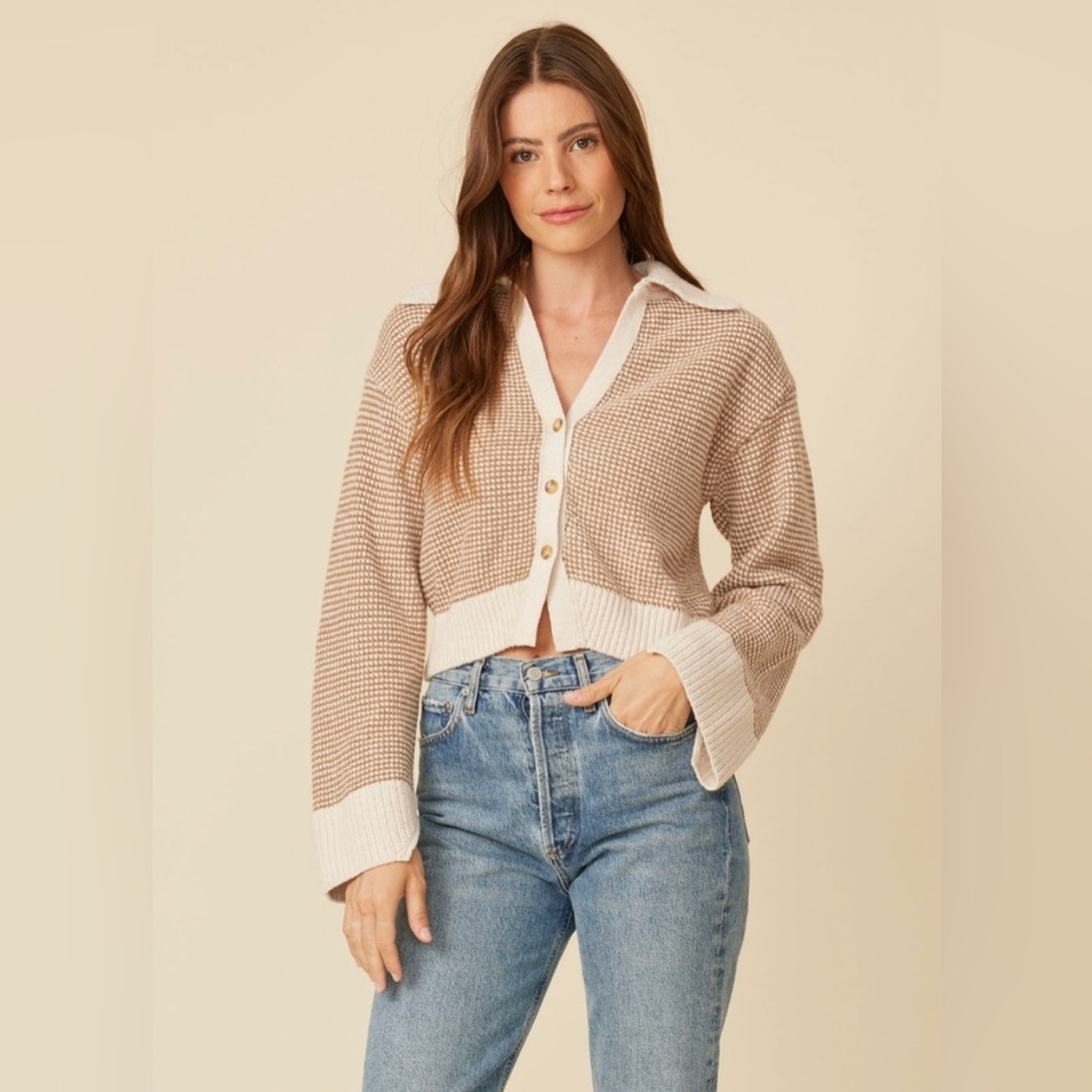 REVOLVE Tan and Cream Sweater